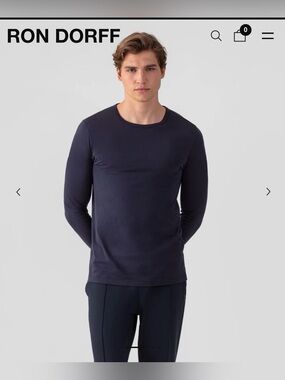 Ron Dorff Long  Sleeve T-Shirt Eyelet Edition Navy , Large